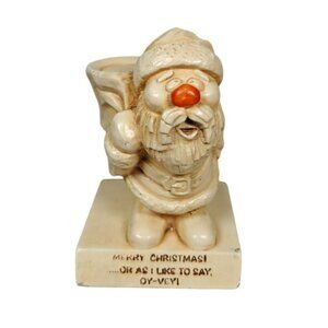 Vintage 1965 Paula Merry Christmas Oy Vey Jewish Santa Figurine With Red Nose